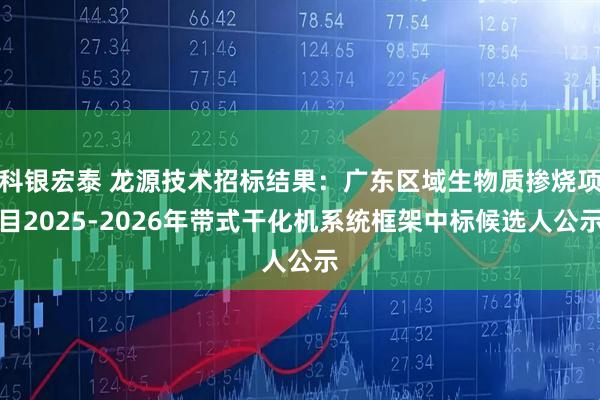 科银宏泰 龙源技术招标结果：广东区域生物质掺烧项目2025-2026年带式干化机系统框架中标候选人公示